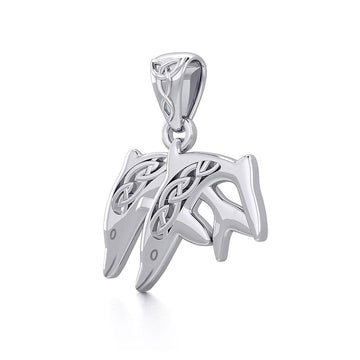 Celtic Swimming Dolphins Silver Pendant TPD5701 - Jewelry